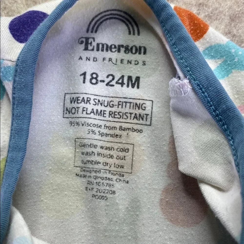 Emerson Bamboo Colorful Bunny Print Full Zip One Piece Footie Sleeper 18-24M